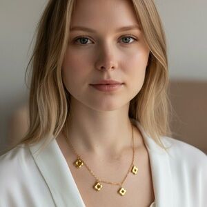 Gold Plated Lucky Four-Leaf Clover Charm Necklace